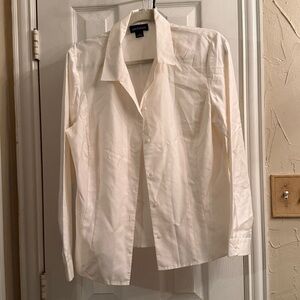 Ann Taylor off white Cream Button-Up Shirt 100% silk